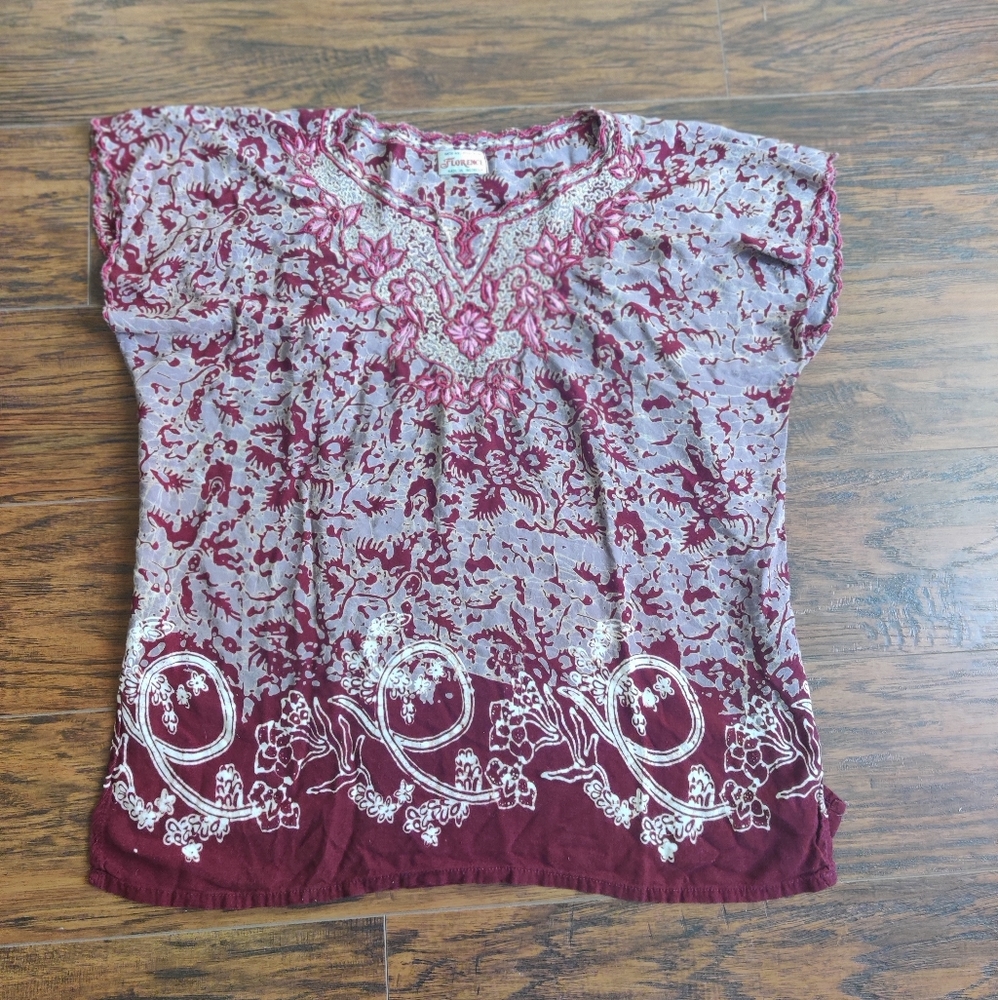 Batik Indonesia Embroidered Top